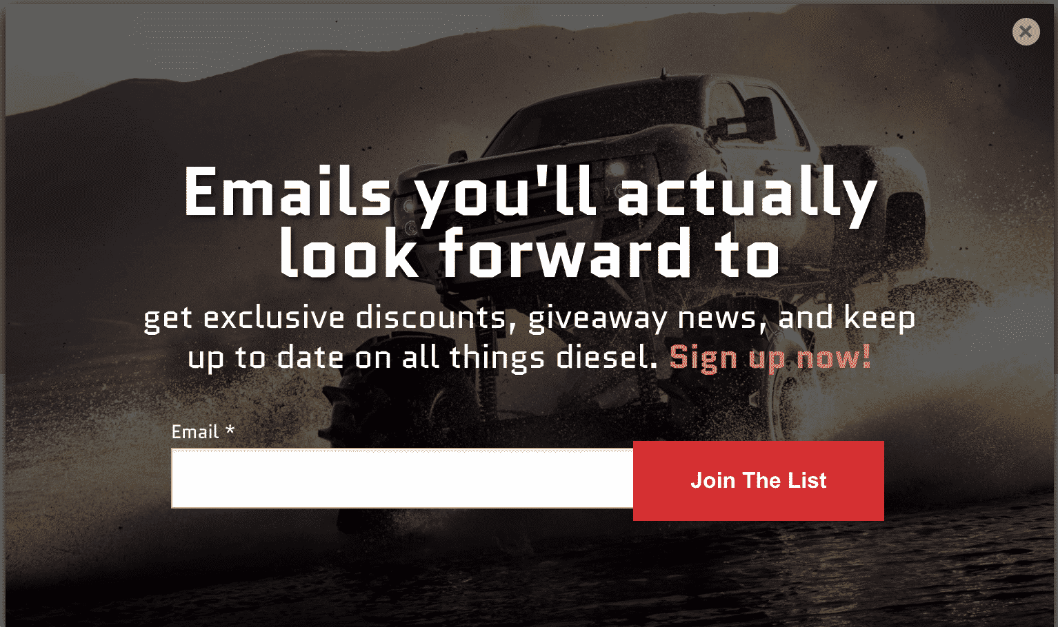 pop up email collector screen